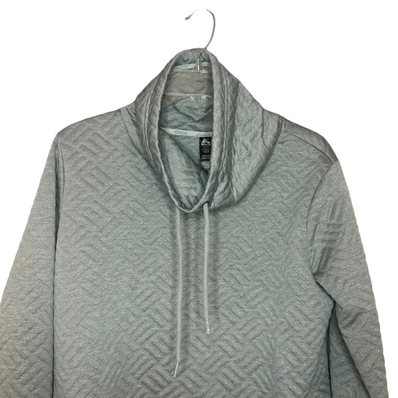 RBX sweatshirt gray funnel neck quilted textured pockets cozy size medium - Picture 1 of 11